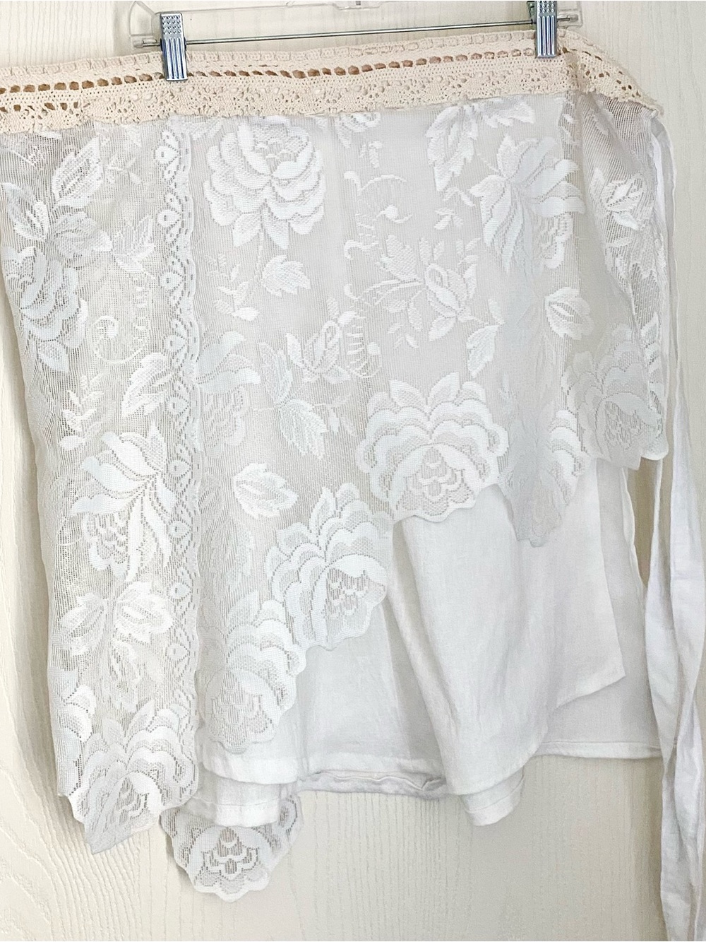 White Lace Overlay Midi Skirt